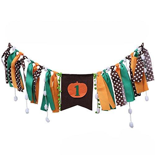 Pumpkin One Highchair Banner Thanksgiving Day Happy Fall Harvest Boy Girl First Birthday Party Decoration