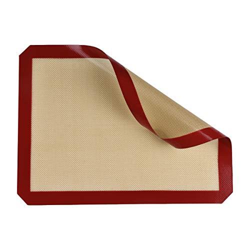 Belmalia Plancha de Silicona para bandejas de Horno, Papel de Horno, Fibra de Vidrio 40x30cm Rojo Marrón