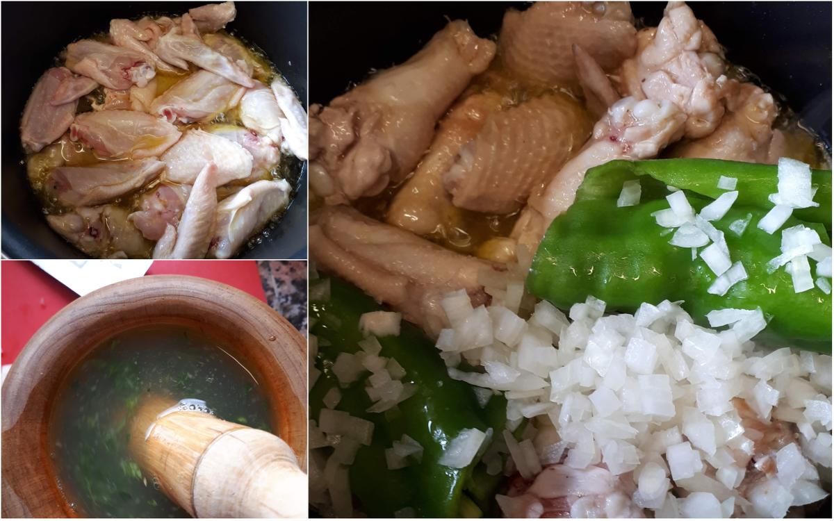 guisando pollo