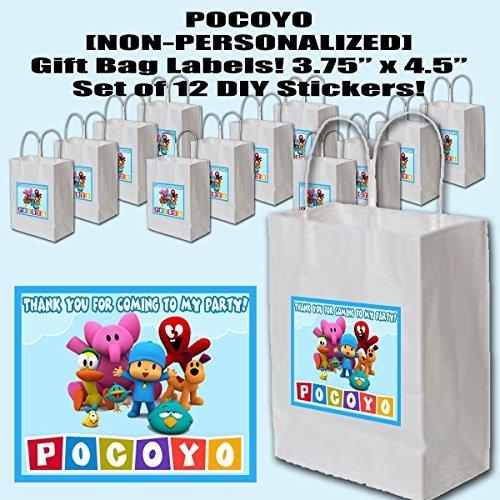 Pocoyo Party Favors Supplies Decorations Gift Bag Label STICKERS ONLY 4.25" x 3.67" -12 pcs