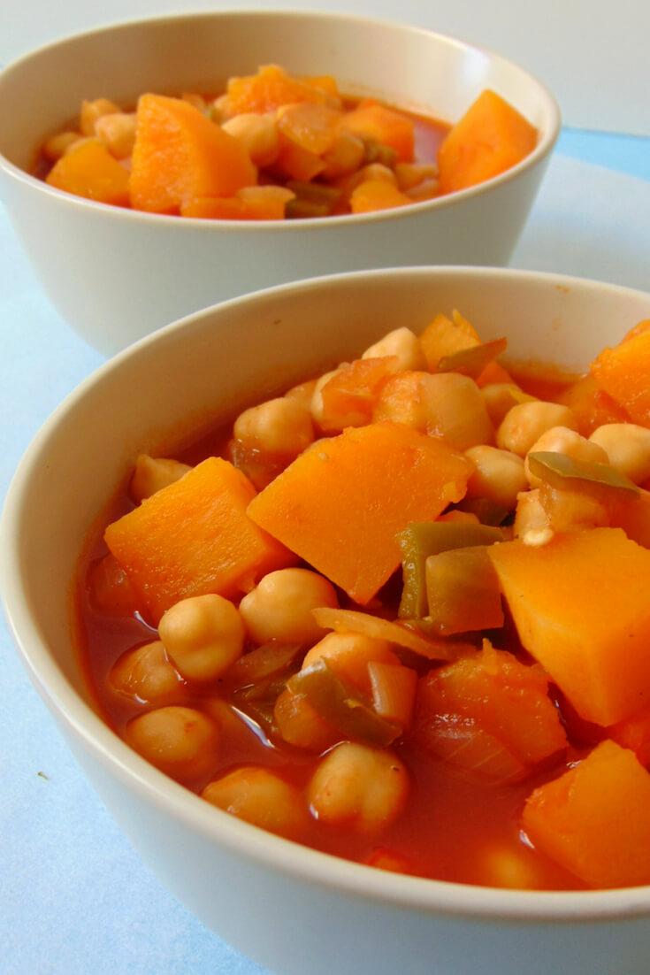 sopa de garbanzos y calabaza