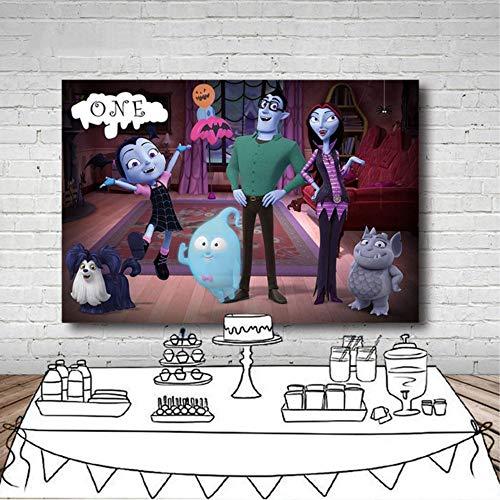 Vampirina Photography Backdrop Happy Birthday Banner for Kids Custom Name 1 Year 0ld Background Photography for Girls Customized Vinyl