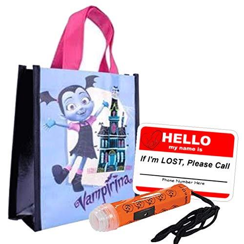 Vampirina Kids Reusable Toddler Sized Halloween Trick Treat Candy Loot Bag!! Plus Bonus Safety First Sticker & Mini Halloween Flashlight Necklace!