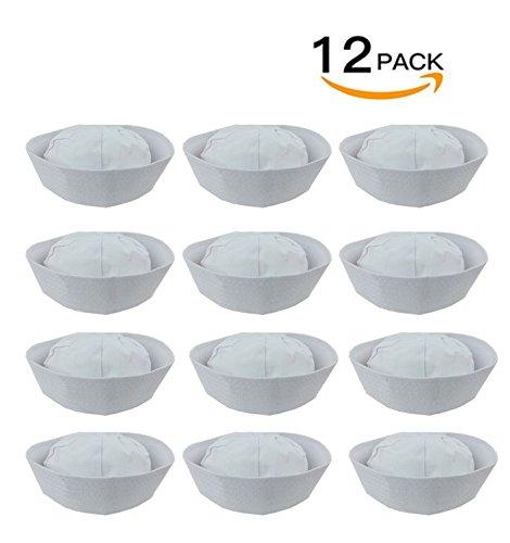 12 White Sailor Hats - hats fits kids and average adults, Dress Up Party Hats, By 4Es Novelty,