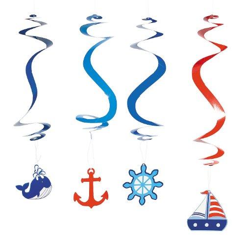 Nautical Dangling Swirl Party Decorations - 12 ct