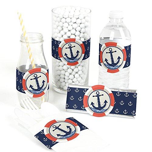 Ahoy - Nautical - DIY Party Supplies - Baby Shower Birthday Party DIY Wrapper Favors & Decorations - Set of 15
