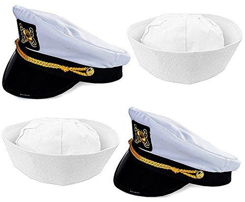Funny Party Hats Captain Hat and Sailor Hat - 4 Pack - Captain Yacht Hat - Sailor Hats - Dress up Hats