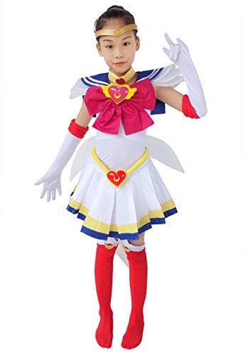 DAZCOS Kids Size Girls SuperS Usagi Tsukino Fighting Cosplay Costume Sailor Dress (Child M)