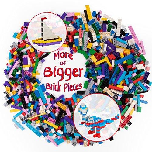 SCS Direct 1000 pc Classic Building Bricks - Bulk Blocks w 54 Roof Pieces and Better Variety - Compatible with All Brands