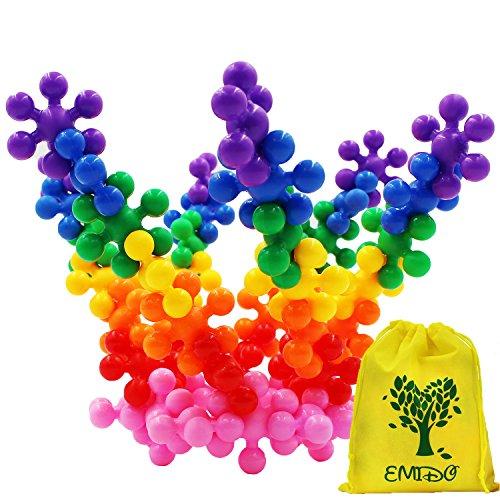 EMIDO Building Blocks Kids Educational Toys STEM Toys Building Discs Sets Interlocking Solid Plastic for Preschool Kids Boys and Girls, Safe Material for Kids - 120 pieces with Storage Bag