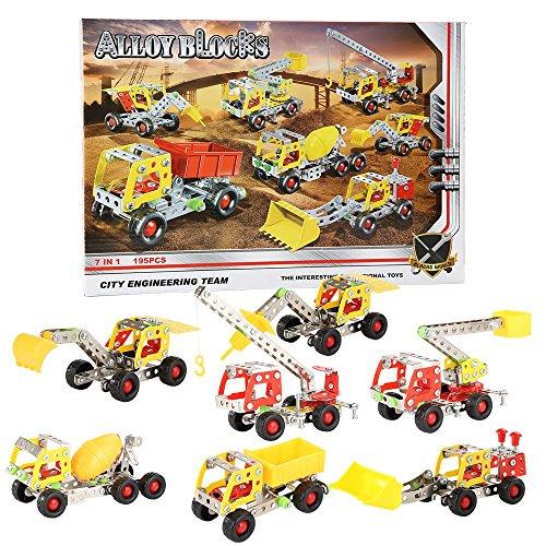Talent Star Building Blocks Set, Alloy Construction Vehicle Engineering Car Model Kids Toy 7 Sets