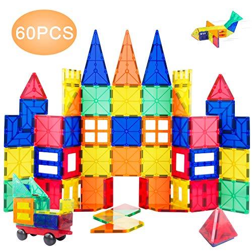 VCANNY Magnetic Blocks, Magnetic Building Blocks Set for Boys/Girls, Magnetic Tiles Educational STEM Toys for Kids/Toddlers, 60 Piece