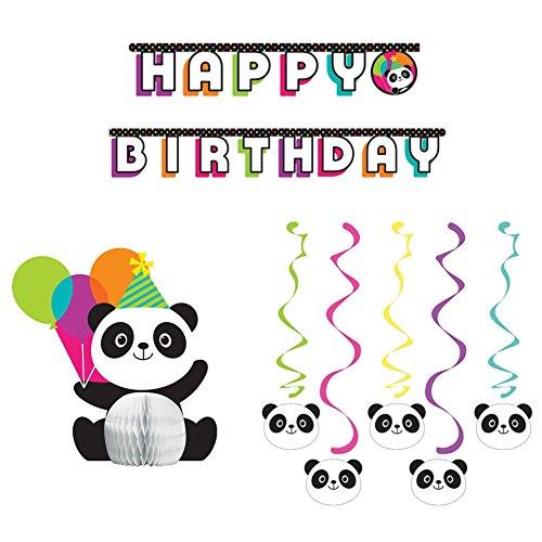 Panda-Monium Party Decorations Supplies Pack Includes: Centerpiece, Jointed Banner, and Dizzy Danglers