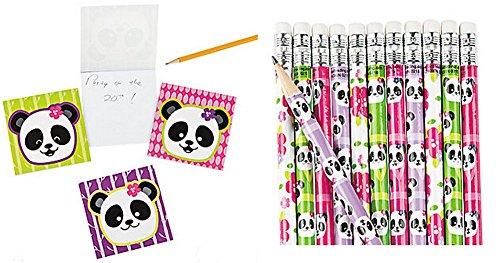 Panda Party Notepads & Pencils Set (48 Pieces)