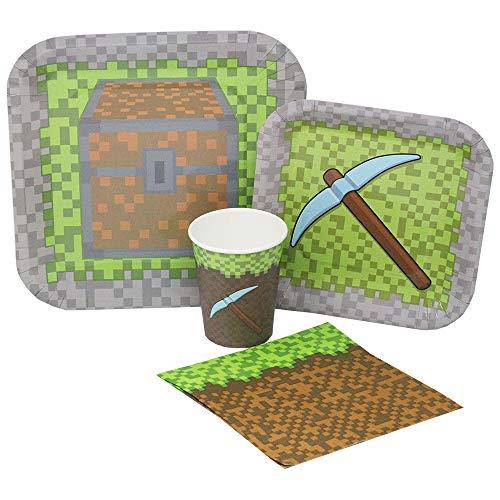 Blue Orchards Mining Fun Standard Party Packs (65+ Pieces for 16 Guests!), Minecraft Inspired, Pixel Party Supplies, Birthday Parties