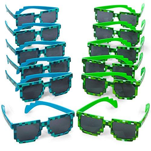 Katzco Pixel Sunglasses, Birthday Party Favors for Kids and Adults, 12 Piece