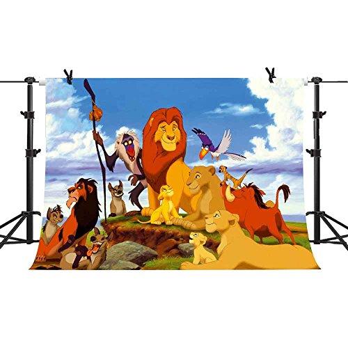 7X5FT Cartoon Lion Forest King Photography Backdrop Jungle Safari Background for Photographic Kids Children Party Studio Photo Backdrop Props GEPH103 PHMOJEN