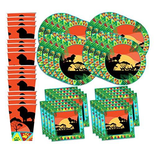 Sunset Safari Animals Birthday Party Supplies Set Plates Napkins Cups Kit for 16