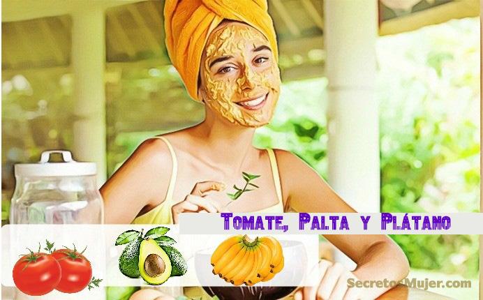 Mascarillas faciales para las cicatrices del acné - tomate aguacate banana