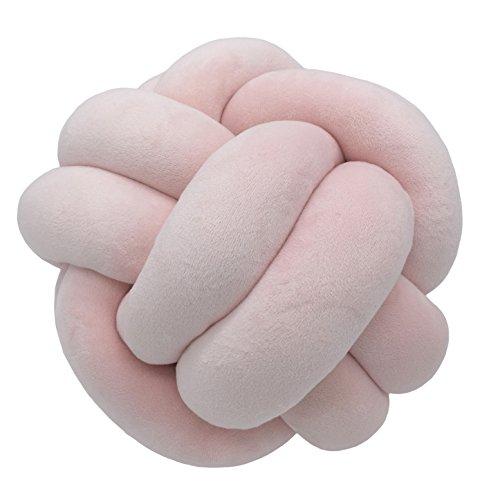 FLORAVOGUE Knot Ball Pillow -Fashion Bedroom Cushion Plush Home Decor (9 in, Pink)