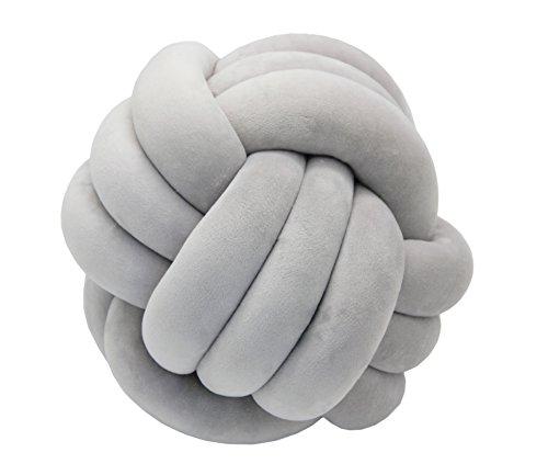 FLORAVOGUE Knot Ball Plush Throw Pillow - Home Office Sofa Decor (Gray)
