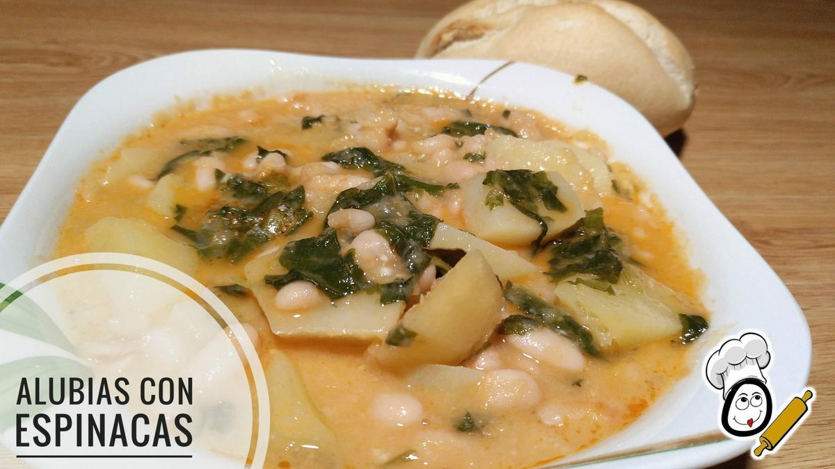 Alubias con espinacas en Thermomix.