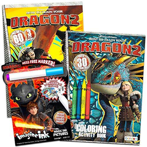 How To Train Your Dragon Coloring Books Super Set ~ 3 Dragon Coloring and Activity Books with Stickers and Crayons (Party Pack)