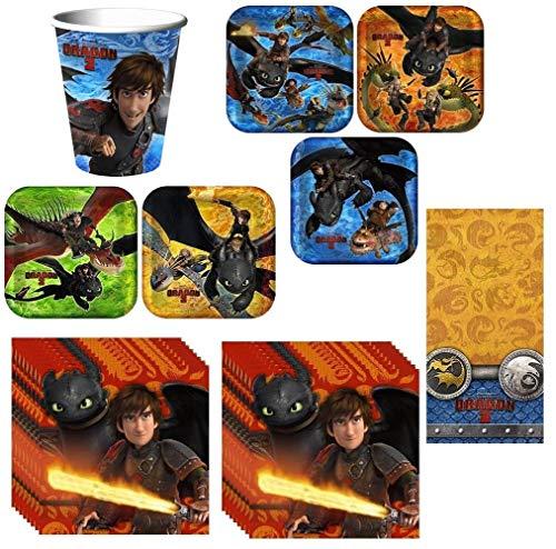 How to Train Your Dragon 2 Deluxe Party Pack Including Plates, Cups, Napkins and Tablecover - 16 Guests