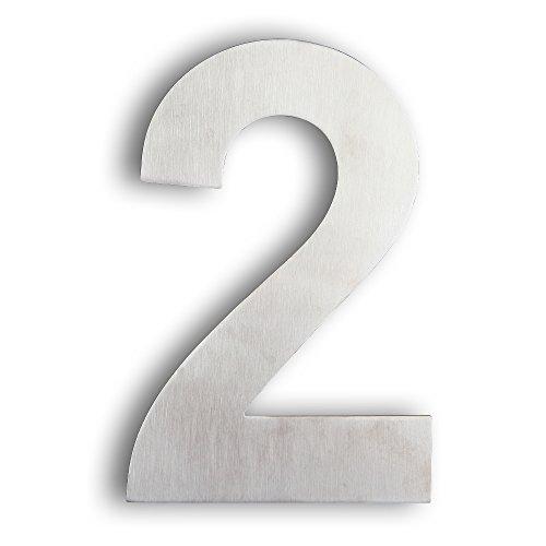 Mellewell Address Numbers for Houses Home Door Numerals Floating Mounted 8 Inch Stainless Steel Brushed Nickel, Number 2 Two, HN08-2