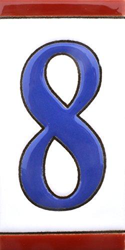 House numbers. Handpainted polichrome ceramic tiles USA FLAG. Handpainted using dry rope technique, perfect to create signs,addresses and names. Design USA MEDIANO 4,29"X2,13" (NUMBER EIGHT "8")