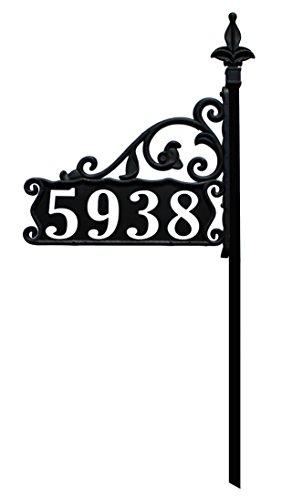 Address America USA Handcrafted in Our Small Family Shop Boardwalk Reflective 911 Double Sided Black Home Address Sign for Yard - Custom Made Address Plaque - Wrought Iron Look Exclusively (30")