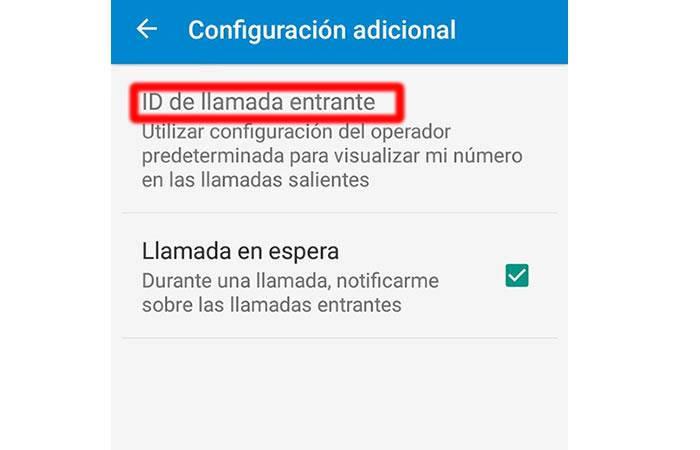 configuración de id de llamada en android