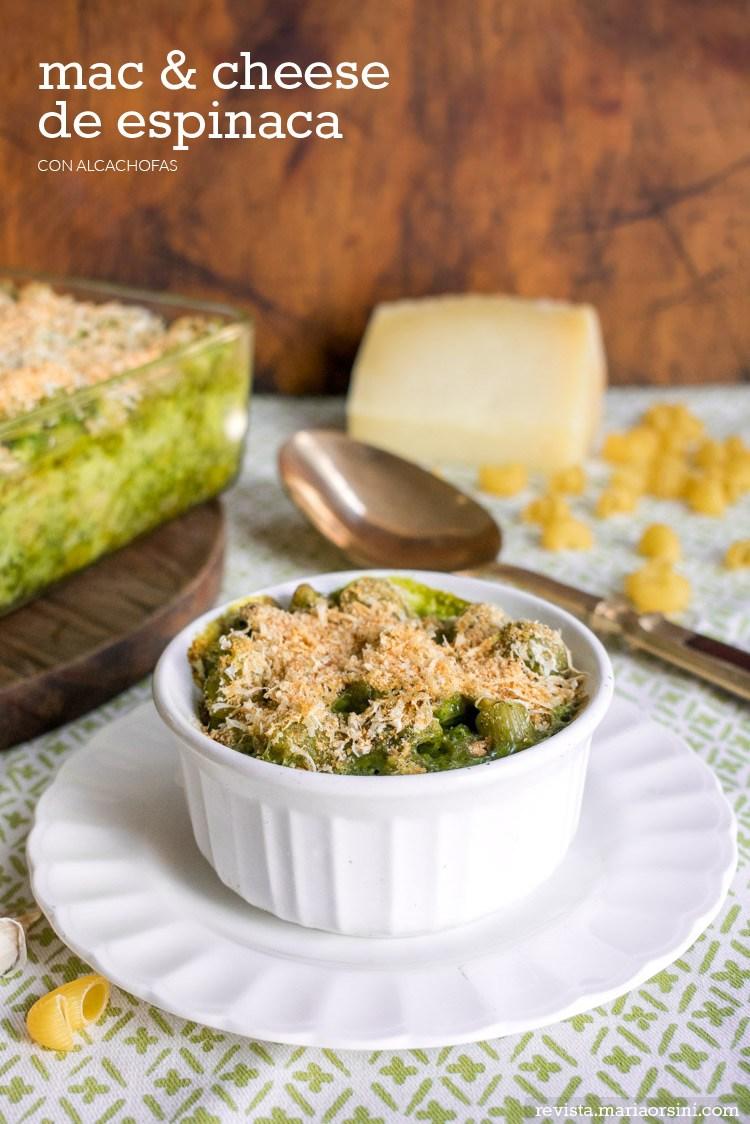 Mac & Cheese de espinaca y alcachofa, receta de Maria Orsini