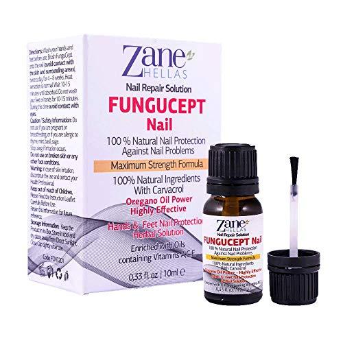 Fungus Stop is Now FUNGUCEPT Nail Repair Solution for Hands and Feet. Ideal for Discolored, Thickened, and Crumbled Nails. 100% Natural with Oil of Oregano. 0.33 oz. - 10 ml. by Zane Hellas