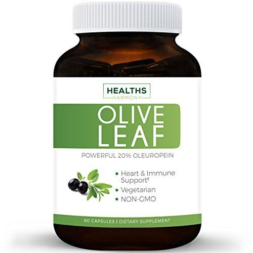 Best Olive Leaf Extract (NON-GMO) Super Strength: 20% Oleuropein - 750mg - Vegetarian - Immune Support, Cardiovascular Health & Antioxidant Supplement - No Oil - 60 Capsules