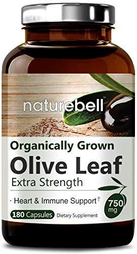 Organic Olive Leaf Extract 750mg,180 Capsules, Powerfully Supports Immune System, Cardiovascular Health & Antioxidant. Non-GMO & Made In USA