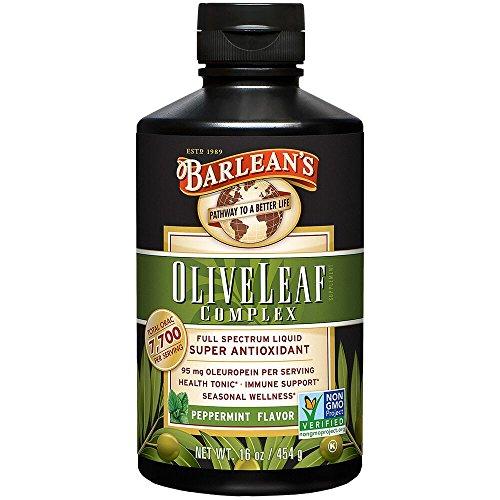 Barleans Organic Oils Olive Leaf Complex Peppermint Flavor, 16-Ounce Bottle