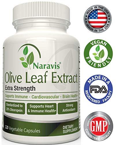Naravis Olive Leaf Extract - 750mg - 120 Veggie Capsules - 20% Oleuropein - Non-GMO - Immune Support - Cardiovascular Health - Antioxidant Supplement