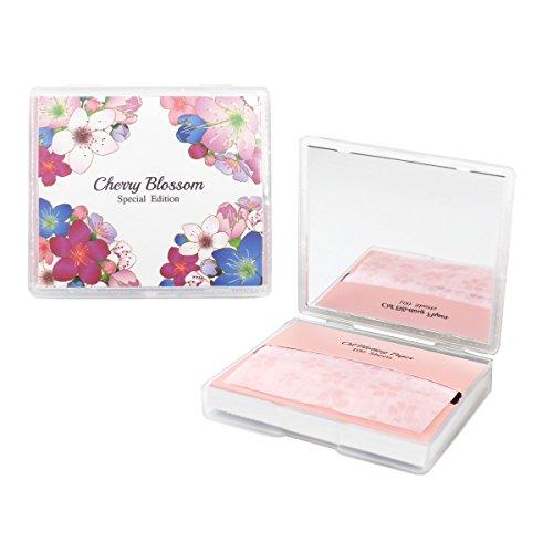 Cherry Blossom Face Oil Blotting Paper Sheets with Makeup Mirror - Oil Absorbing Sheets made in Japan (100 Count, Cherry Blossom)