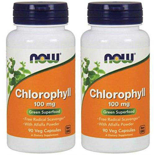 NOW Chlorophyll 100mg, 90 Capsules (Pack of 2)