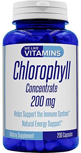 Chlorophyll Concentrate 200mg - 200 Capsules - Best Value Chlorophyll Supplement on Amazon - Supports Energy Levels and Helps with Detoxification*