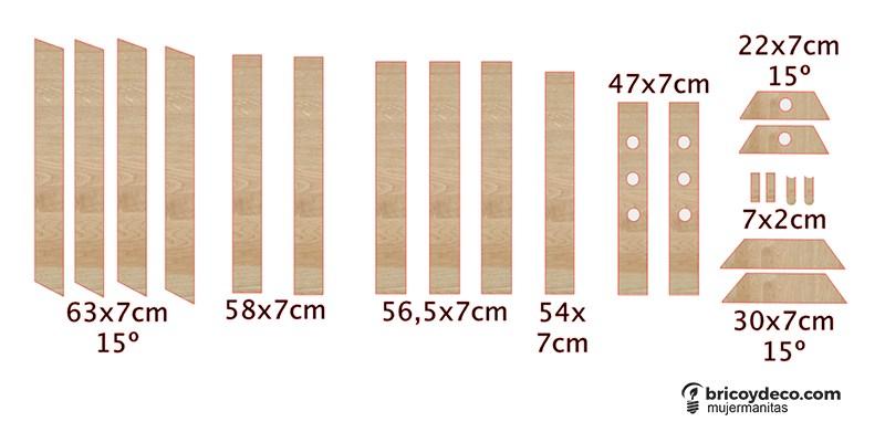 plano para hacer un caballete con palets