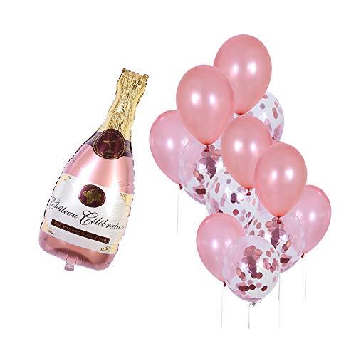 Rose Gold Champagne Bottle Wine Mylar Balloons Party Decoration Kit Valentines Day Bridal Shower Wedding Bachelorette Celebration Anniversary Party Decorations