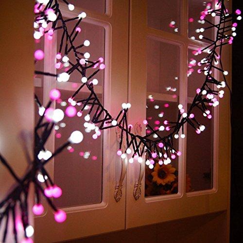 Quntis LED Christmas String Lights 10FT 400 LED Valentines Day Globe String Lights Waterproof Decorative Fairy Lights for Bedroom Indoor Outdoor Garden Window Party Backyard Patio, White and Pink