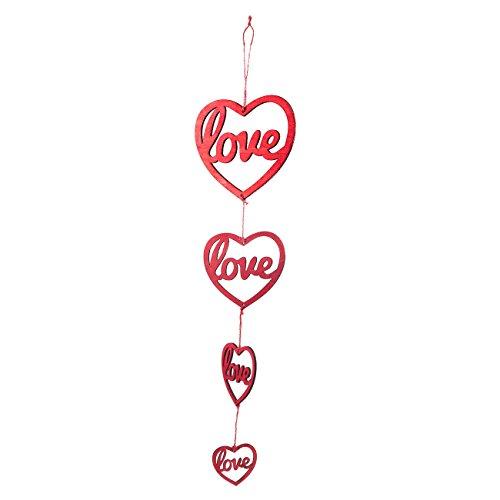Juvale Heart Ornament Hanging Decoration, Cute Wooden Valentines Day Decor, Romantic Heart-Shaped Cutouts for Living Room, Bedroom, Anniversary Display, 7.9 x 31.7 x 0.1 Inches