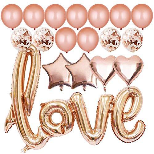 Simona Micah 40 Inch Rose Gold Love Balloons Kit Valentines Day Decorations and Gift for Him or Her Rose Gold Foil Heart Balloons Rose Gold Decorations Valentines Balloons (1 Love Balloons)