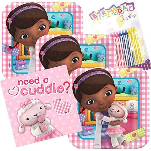 Lobyn Value Pack Disney Doc McStuffins Party Plates and Napkins Serves 16 With Birthday Candles