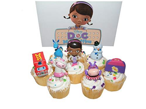 Disney Doc McStuffins Figure Deluxe Cake Toppers / Cupcake Party Favor Decorations Set of 7 with Doc, Lambie, Chilly, Stuffy,Hallie, Fire Truck and More!