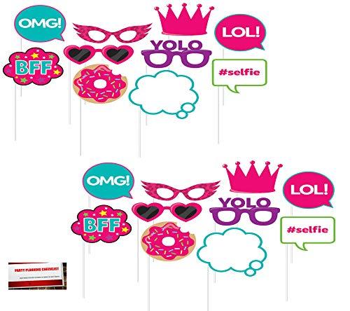 Girls Birthday Sleep Over (20 pcs) Party Photo Booth Props (Plus Party Planning Checklist by Mikes Super Store)