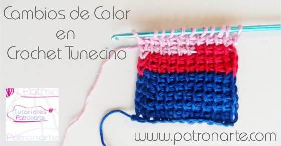 Cambios de Color en Crochet Tunecino - tunisian crochet color changes